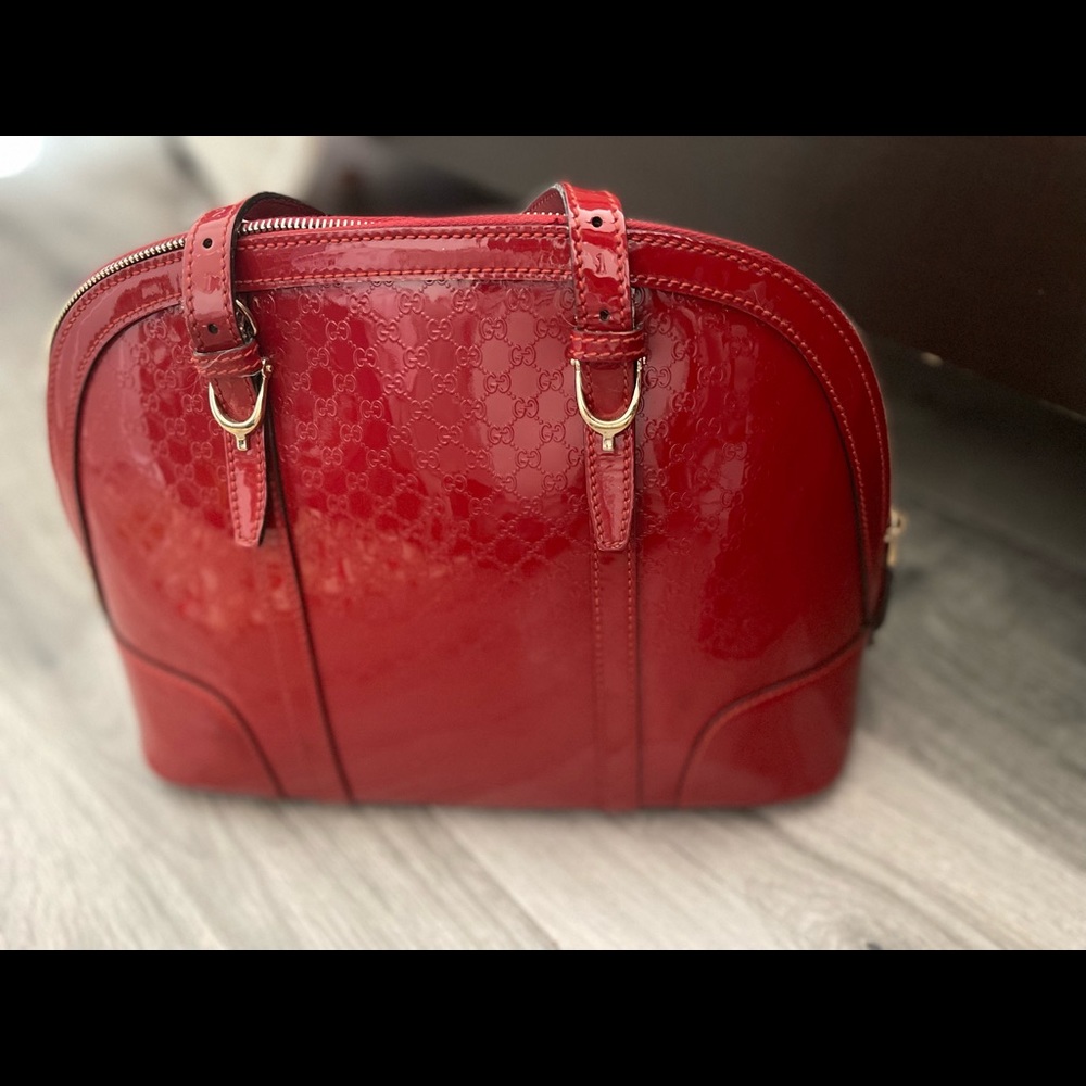 Gucci Red Patent Micro Guccissima Dome bag